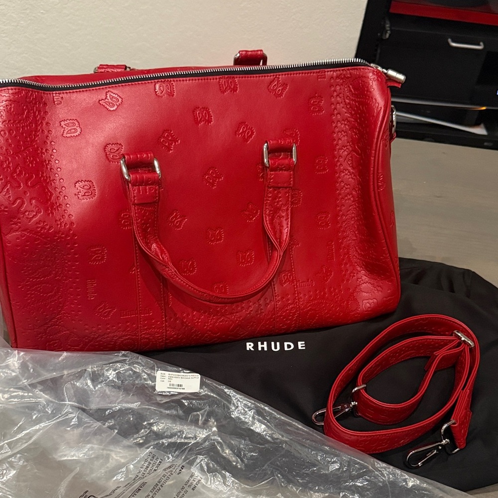 Rhude Scarlet Embossed Duffle Bag